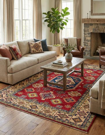 6' 5 x 9' 8 Hand Knotted Kazak Rug