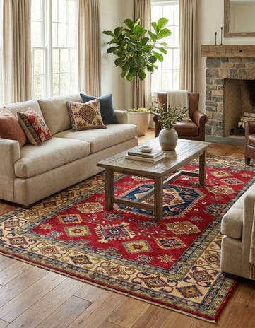 6' 5 x 9' 8 Hand Knotted Kazak Rug