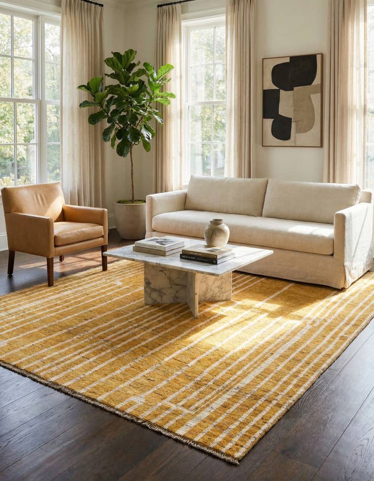 Detail image of  5' 9 x 8'  Hand Knotted Darya Wool Rug