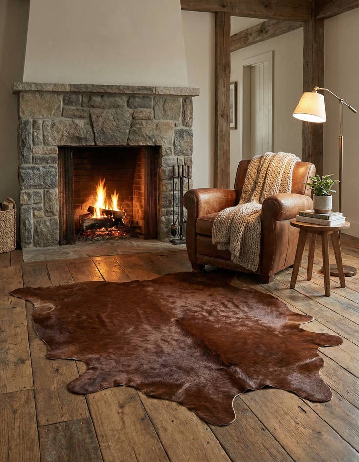 Detail image of 2' 2 x 2' 11 Cowhide Leather Rug