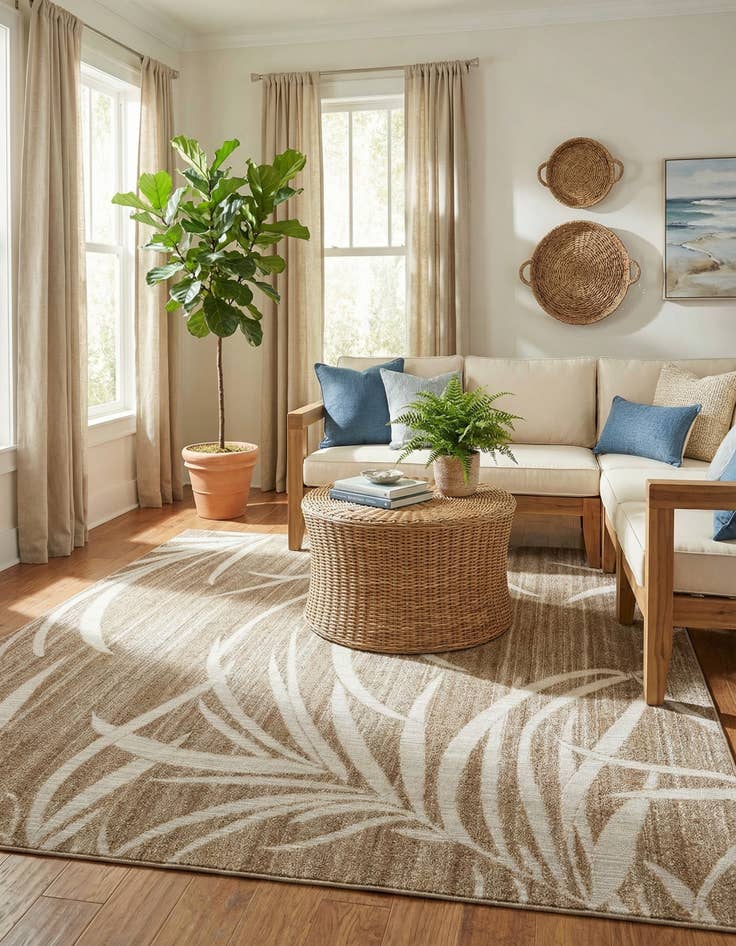 Detail image of 9' x 12' 2 Easy-Clean Botanical Indoor / Outdoor Rug
