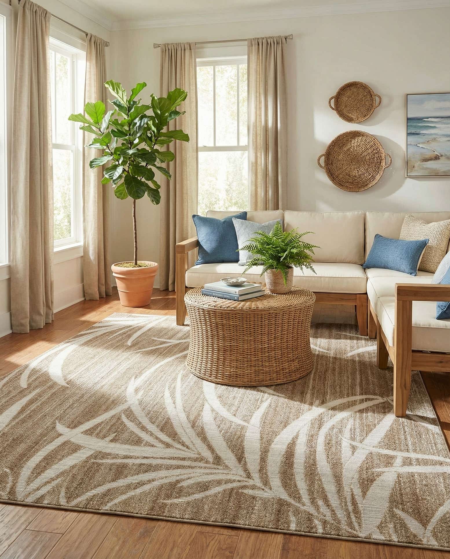 9' x 12' 2 Easy-Clean Botanical Indoor / Outdoor Rug