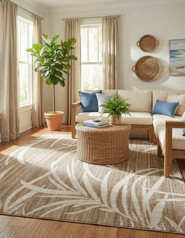 9' x 12' 2 Easy-Clean Botanical Indoor / Outdoor Rug