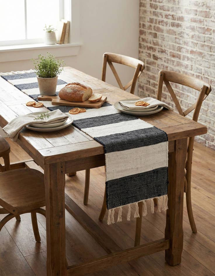 Detail image of  1' 2 x 5' 1  Hand Woven Chindi Rag Table Runner Rug