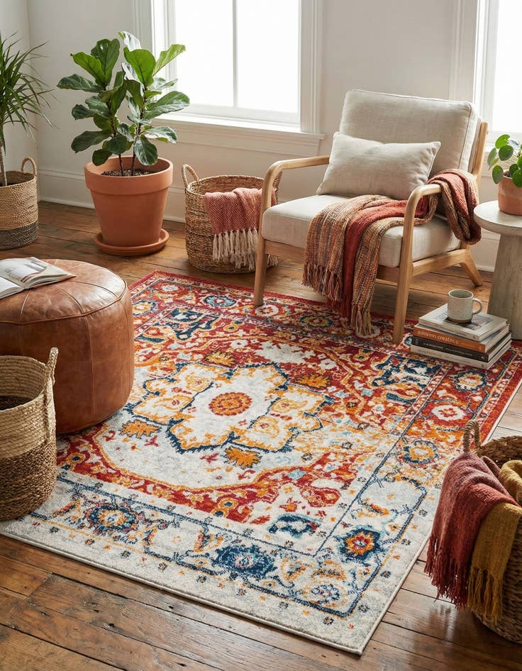 Detail image of  5' 3 x 5' 3 Madeline Vintage Square Rug