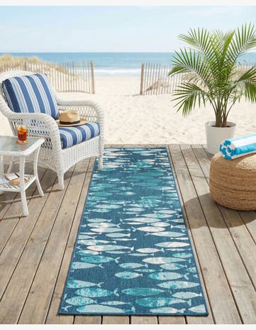 2' 7 x 10' Easy-Clean Coastal Indoor / Outdoor Runner Rug