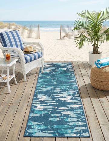 2' 7 x 10' Easy-Clean Coastal Indoor / Outdoor Runner Rug