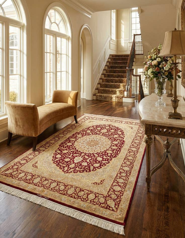 Detail image of 4' 4 x 6' 5 Ghom Silk Rug