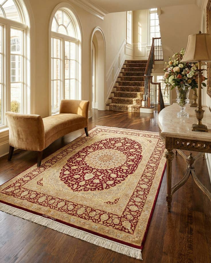 Detail image of 4' 4 x 6' 5 Ghom Silk Rug