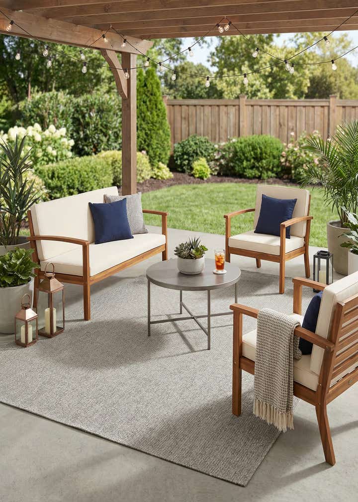 7' x 10' Easy-Clean Solid Indoor / Outdoor Rug
