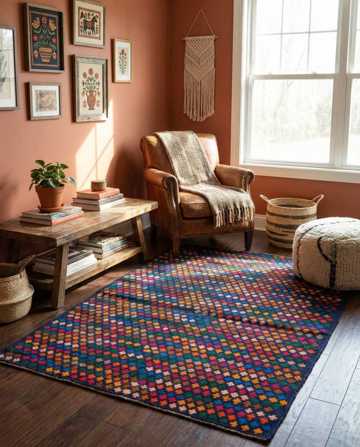 Detail image of 4' x 5' 9 Hand Knotted Balouch Wool Rug