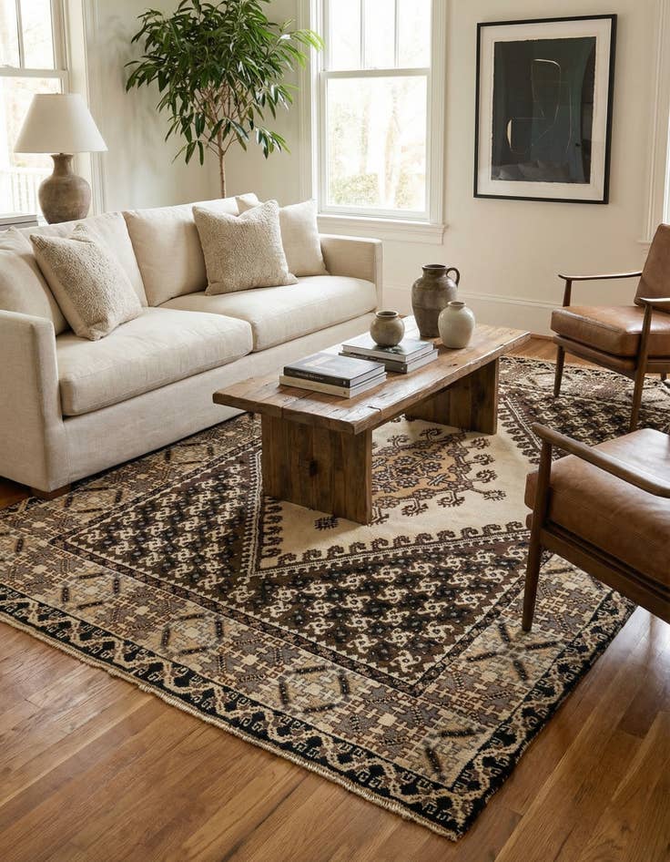 Detail image of 6' 3 x 9' 4 Hand Knotted Moroccan Wool Rug
