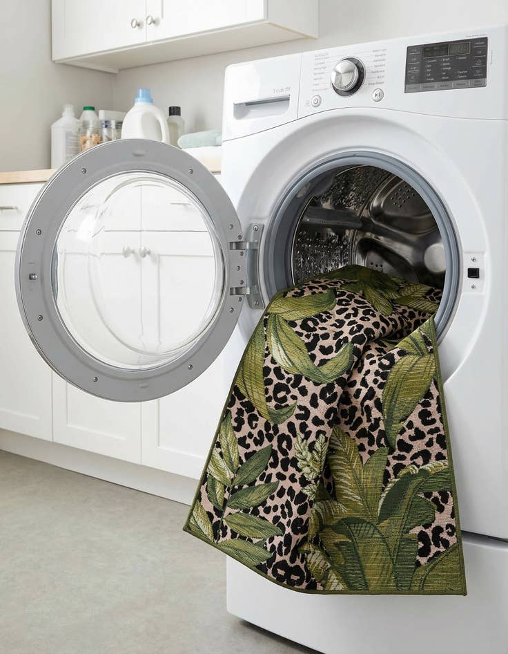 Detail image of 2' 7 x 5' 3  Washable Botanical Indoor / Outdoor Runner Rug