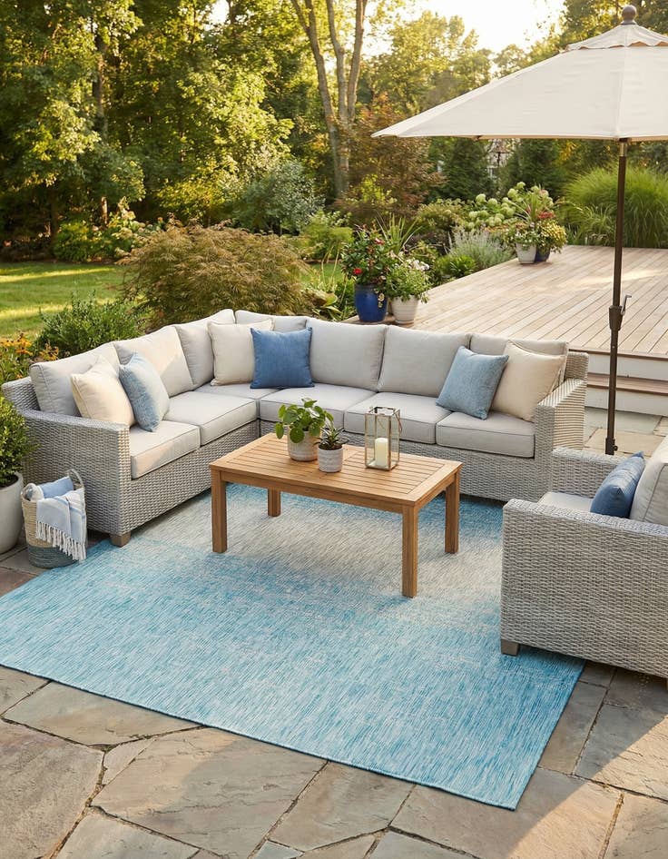 Detail image of 9' x 12'  Washable Modern Indoor / Outdoor Rug