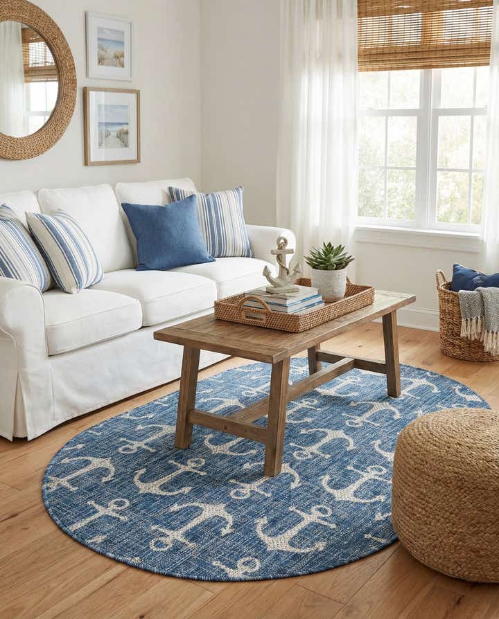3' x 5' 3 Easy-Clean Coastal Indoor / Outdoor Oval Rug
