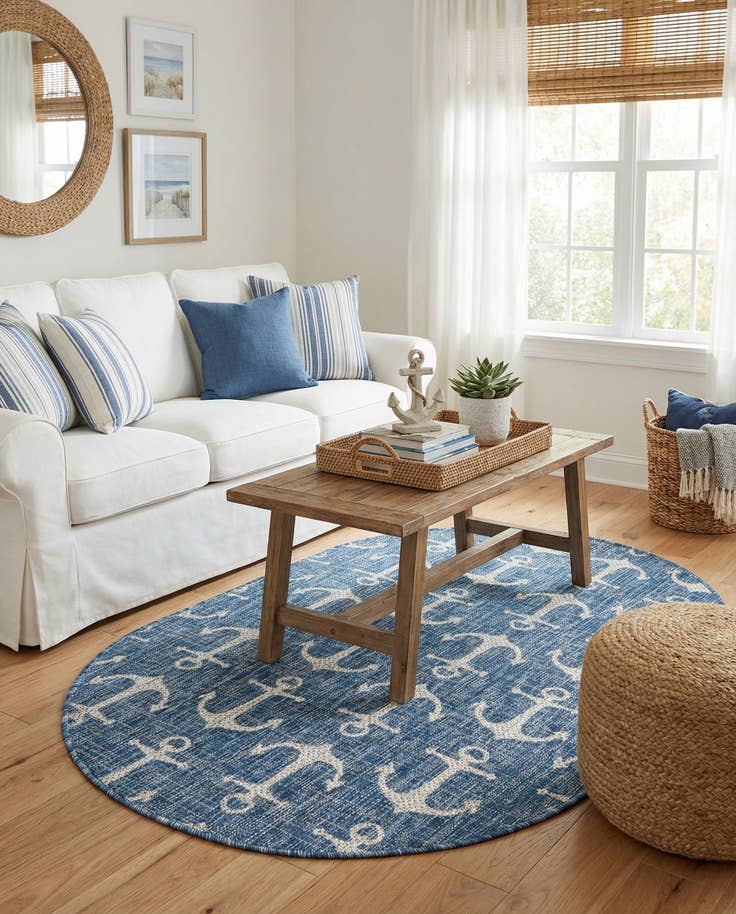 Detail image of 3' x 5' 3 Easy-Clean Coastal Indoor / Outdoor Oval Rug