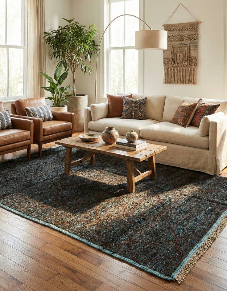 Detail image of 6' 1 x 8' 11  Hand Knotted Moroccan Wool Rug