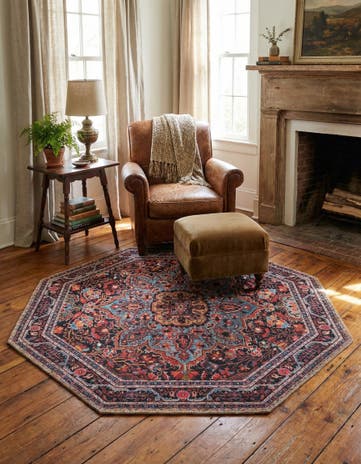 5' x 5' Washable Timeless Octagon Rug