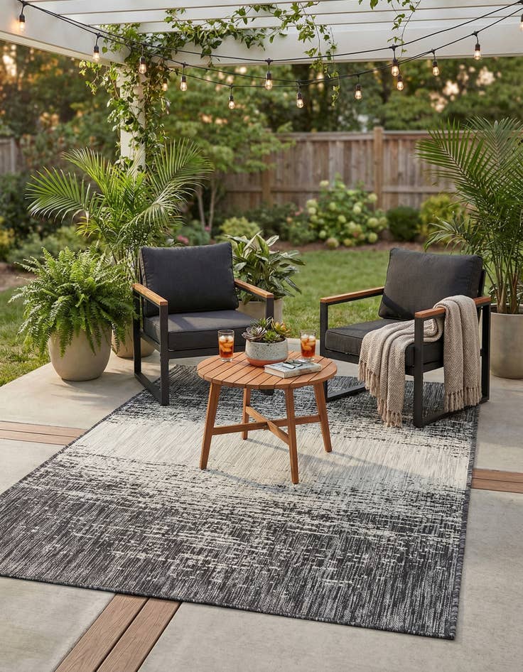 Detail image of 4' x 6'  Washable Modern Indoor / Outdoor Rug