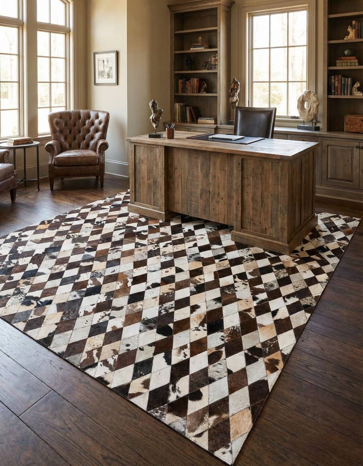 Detail image of 6' 8 x 9' 11 Cowhide Stocks Rug