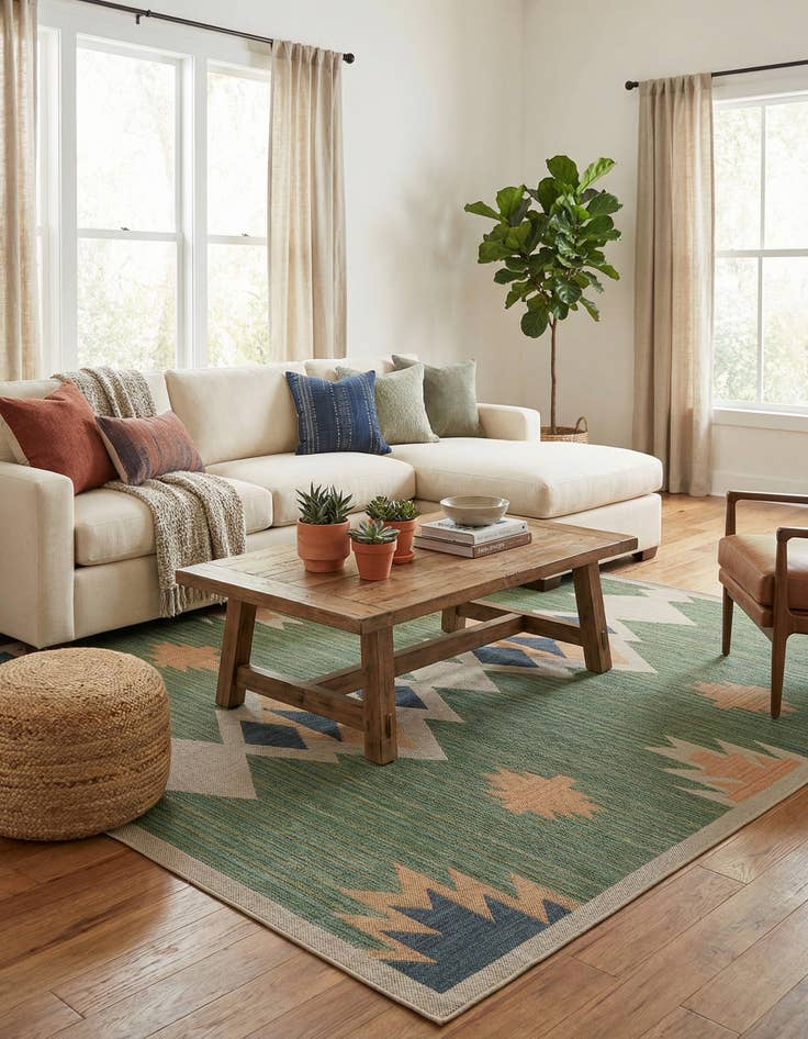 Detail image of 12' x 12'  Washable Baja Indoor / Outdoor Square Rug