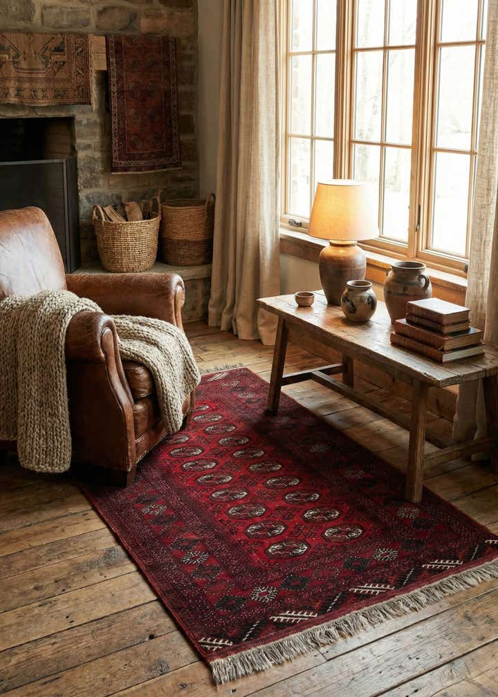 3' 6 x 6' 1 Hand Knotted Afghan Akhche Wool Rug