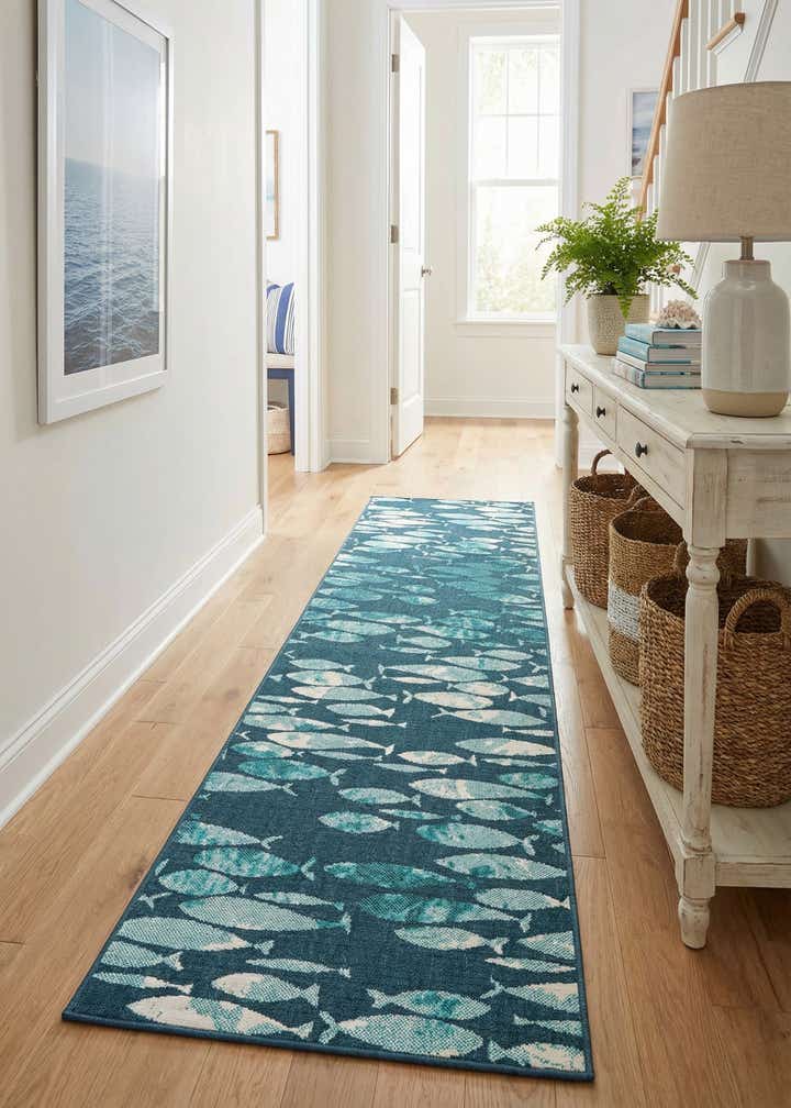 2' 7 x 12' Easy-Clean Coastal Indoor / Outdoor Runner Rug