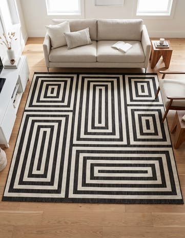 7' 10 x 7' 10 Easy-Clean Modern Indoor / Outdoor Square Rug