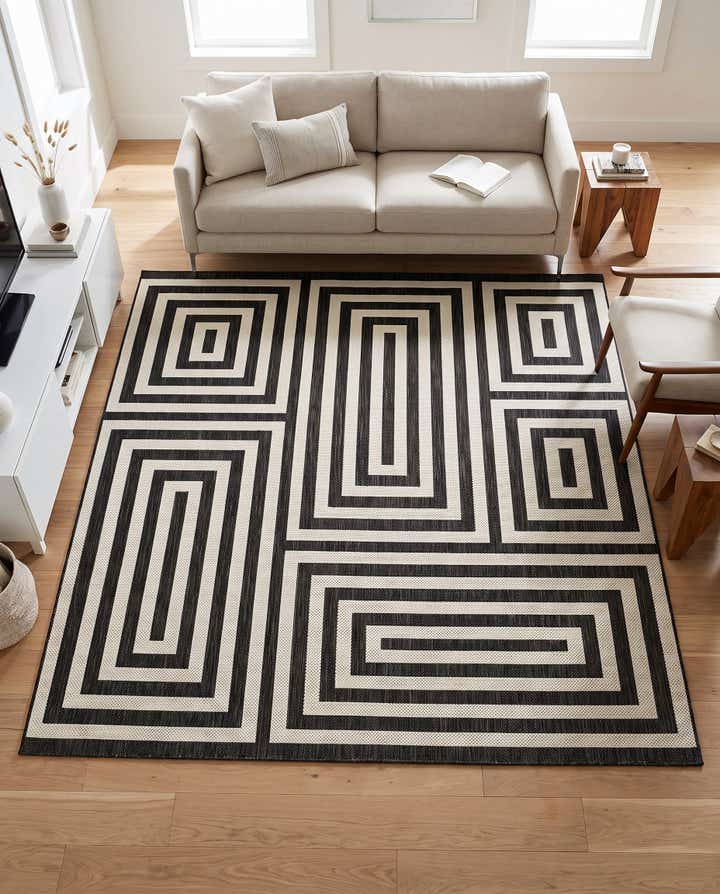 7' 10 x 7' 10 Easy-Clean Modern Indoor / Outdoor Square Rug
