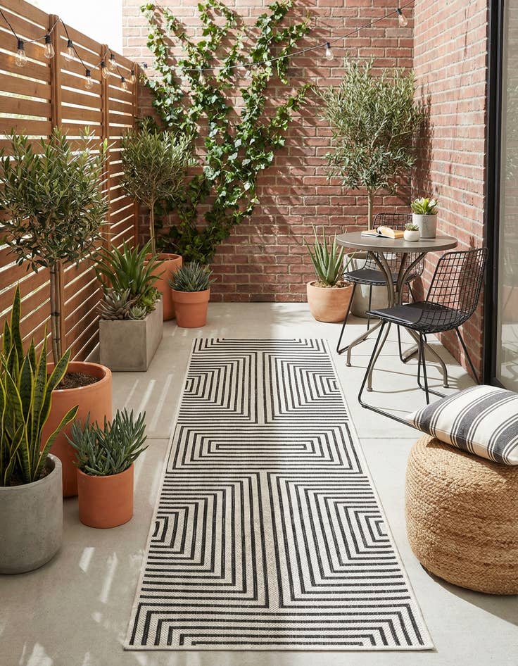 Detail image of 2' x 6'  Washable Modern Indoor / Outdoor Runner Rug