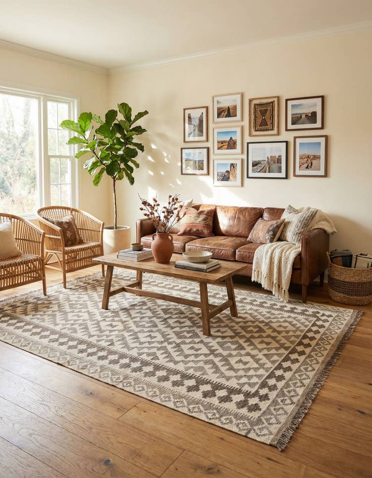 Detail image of  4' 1 x 5' 10  Hand Woven Kilim Maymana Wool Rug