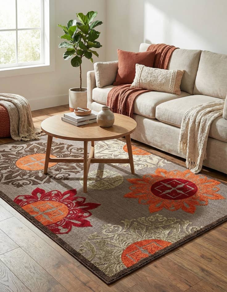 Detail image of 5' x 8'  Washable Modern Indoor / Outdoor Rug