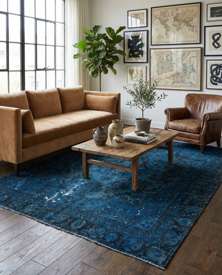 Detail image of 6' 4 x 9' Hand Knotted Ultra Vintage Persian Wool Rug