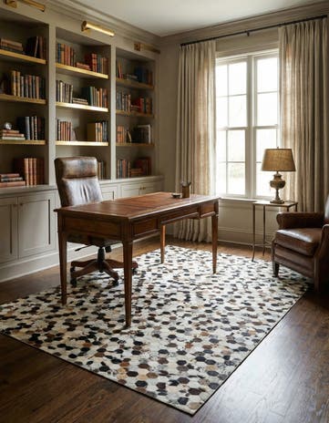 5' 1 x 8' Cowhide Leather Rug