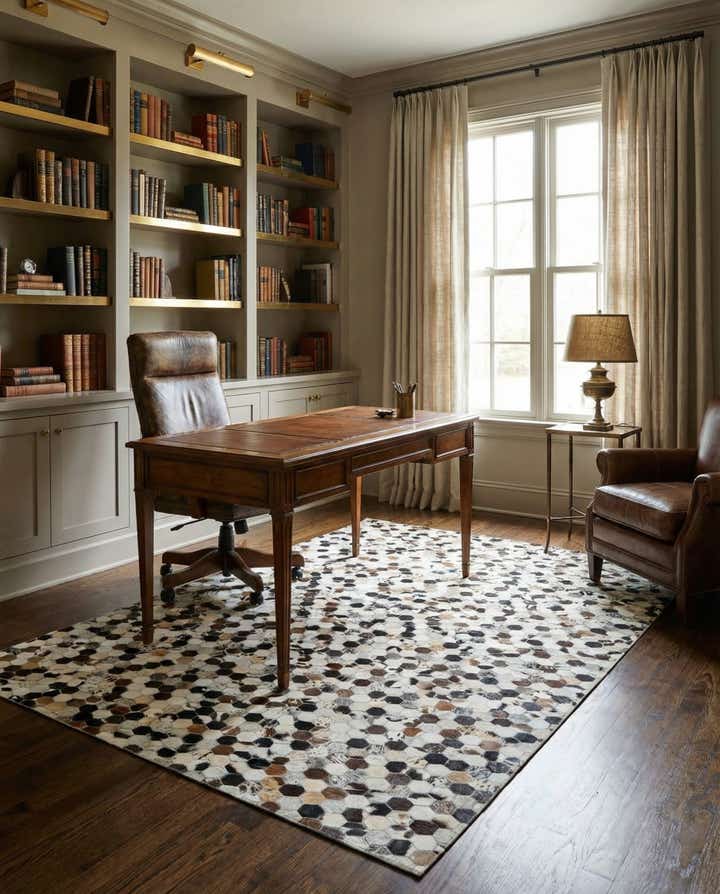 5' 1 x 8' Cowhide Leather Rug
