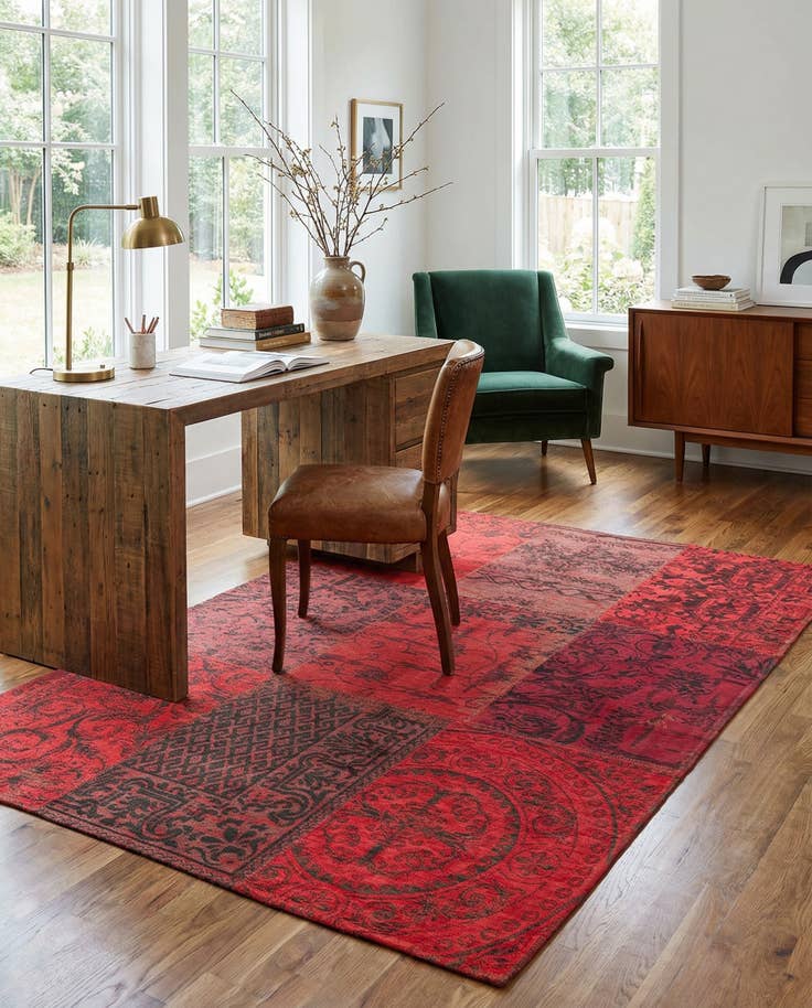 Detail image of 4' 6 x 7' 6 Hand Knotted Kilim Patchwork Wool Rug