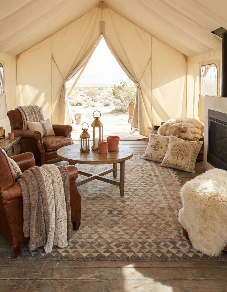 Detail image of 5' 2 x 7' 4 Hand Woven Kilim Maymana Wool Rug