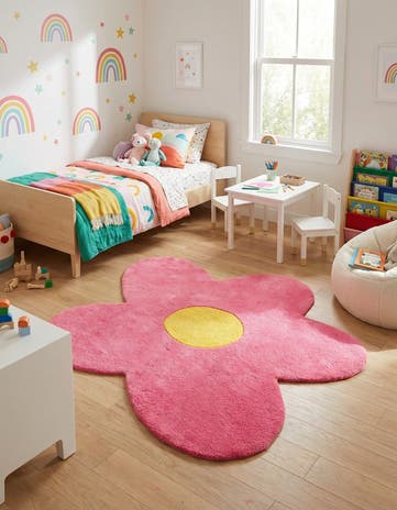 4' 1 x 4' 1 Happy Rugs Funky Flower Wool Round