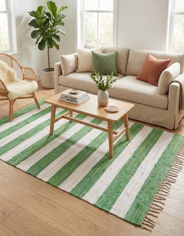 6' 1 x 9' Hand Woven Chindi Rag Rug