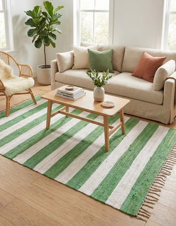 6' 1 x 9' Hand Woven Chindi Rag Rug