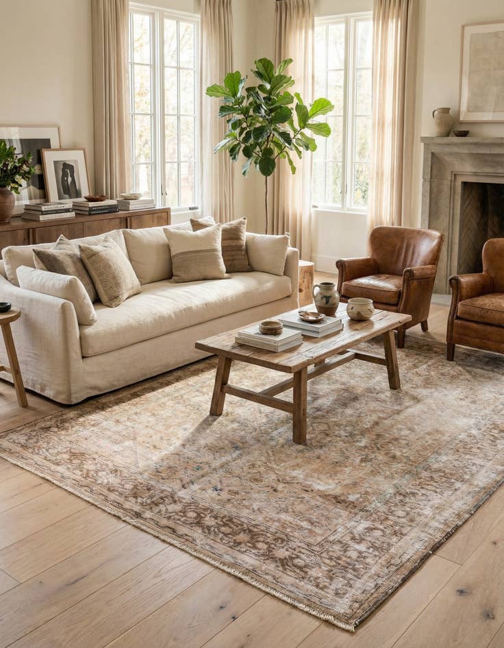 Detail image of  6' 7 x 10'  Hand Knotted Ultra Vintage Persian Wool Rug