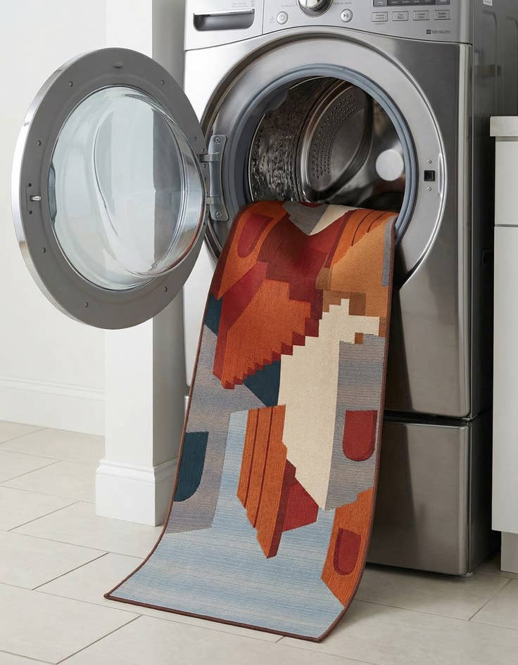 Detail image of  2' 7 x 10'  Washable Modern Indoor / Outdoor Runner Rug