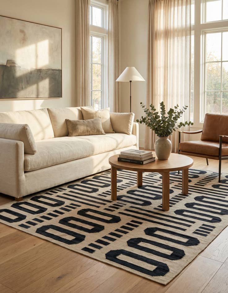 Detail image of 5' 9 x 7' 10  Hand Woven Kilim Modern Wool Rug