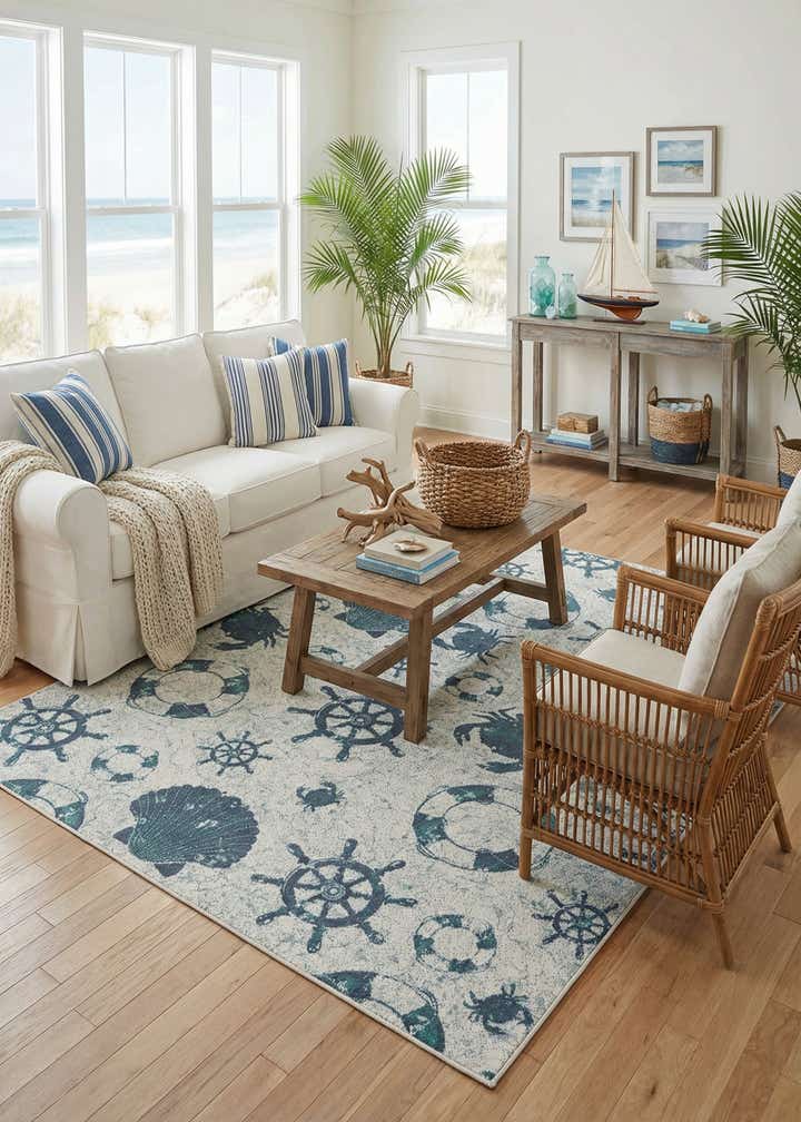 9' x 12' Easy-Clean Coastal Indoor / Outdoor Rug