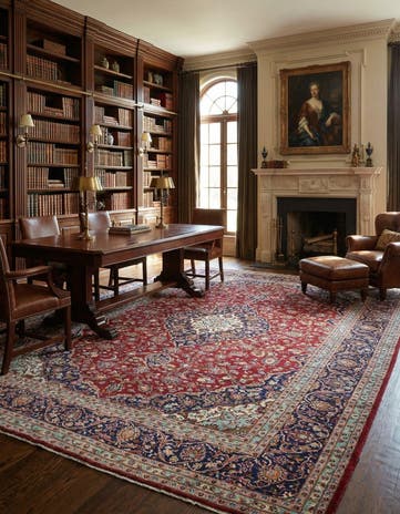 9' 8 x 13' Hand Knotted Kashan Persian Wool Rug