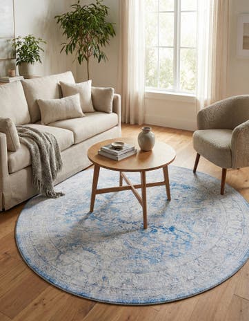 7' 7 x 7' 7 Washable Timeless Round Rug
