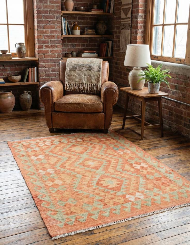 Detail image of 2' 9 x 4'  Hand Woven Kilim Waziri Wool Rug