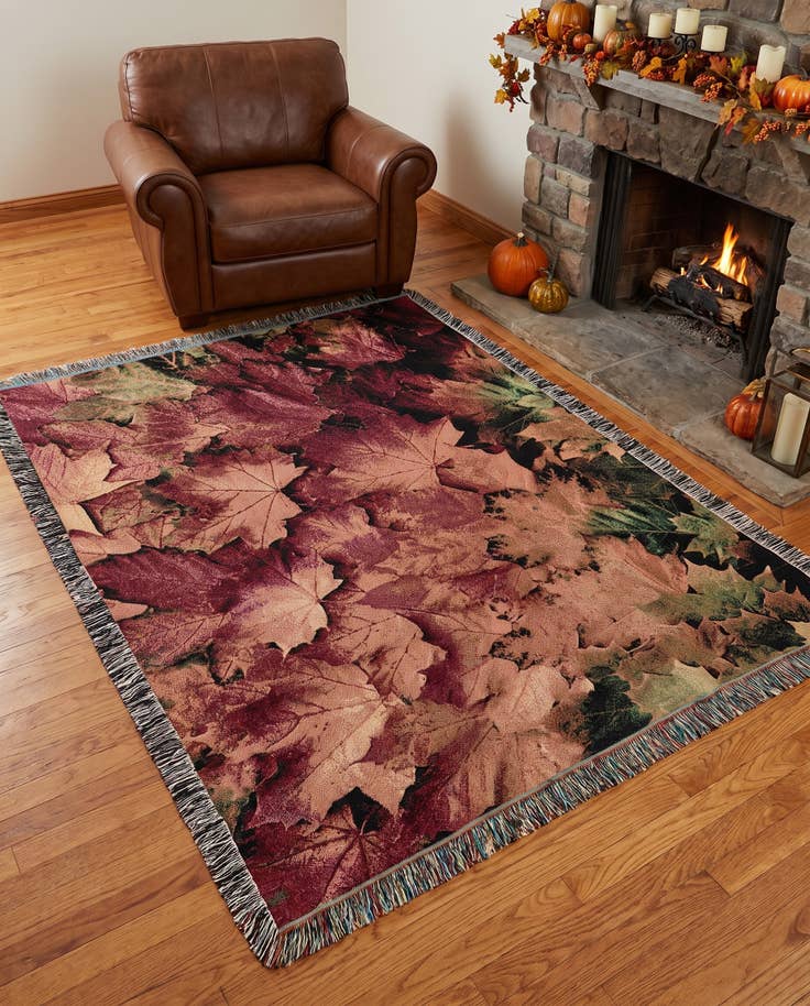 Detail image of 4' 6 x 6' Fallen Leaves Throw Blanket