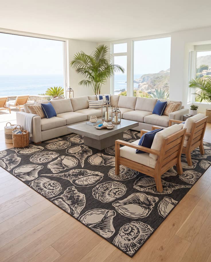 Detail image of 13' x 13' Easy-Clean Coastal Indoor / Outdoor Square Rug