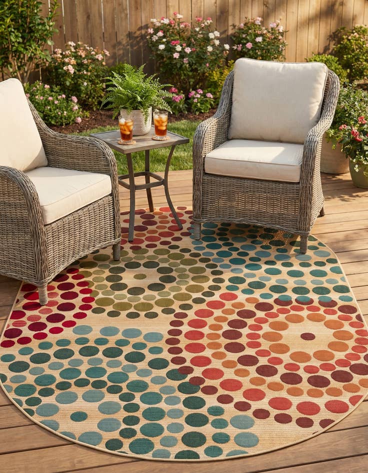 Detail image of 5' 3 x 8'  Washable Modern Indoor / Outdoor Oval Rug